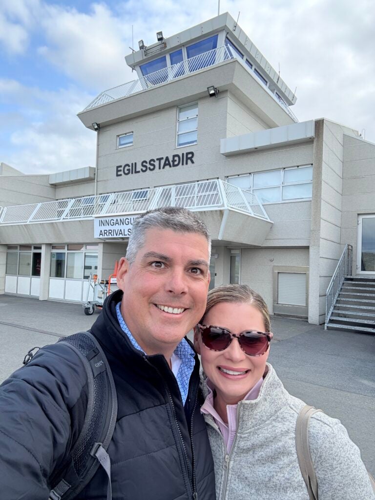 couple in eglisstadir airport